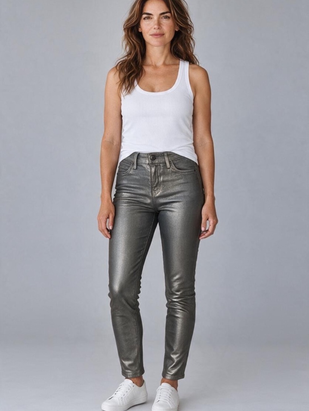 Rich & Skinny Metallic Gray Skinny Jeans